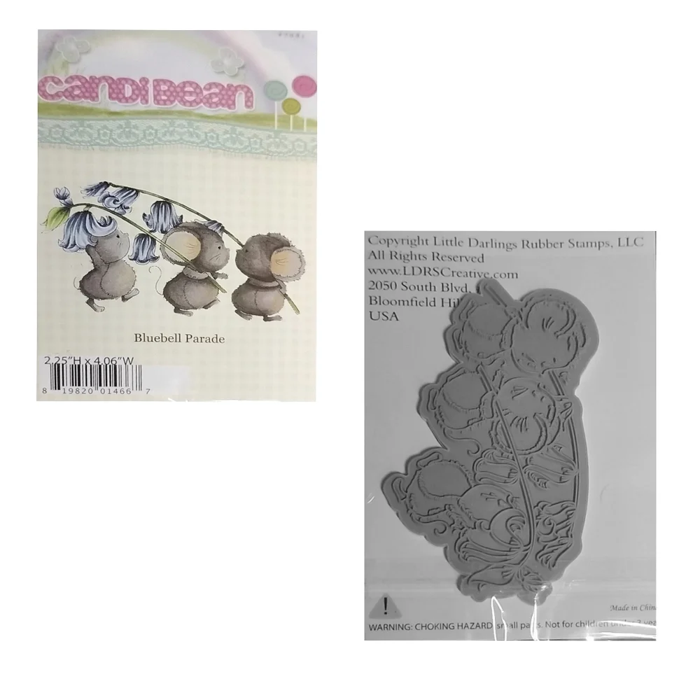 CANDI BEAN Rubber Stamps Honey Pot, Bluebell Parade, Hydrangea Kitty. NWT. 3 Pcs